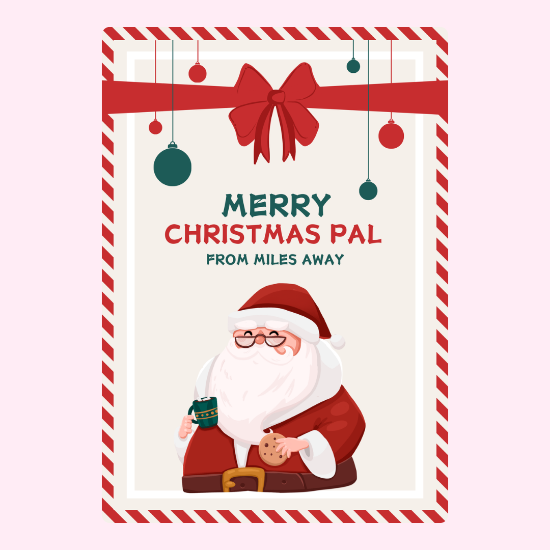 Christmas card with Santa and message, Dec 6, 2024 design