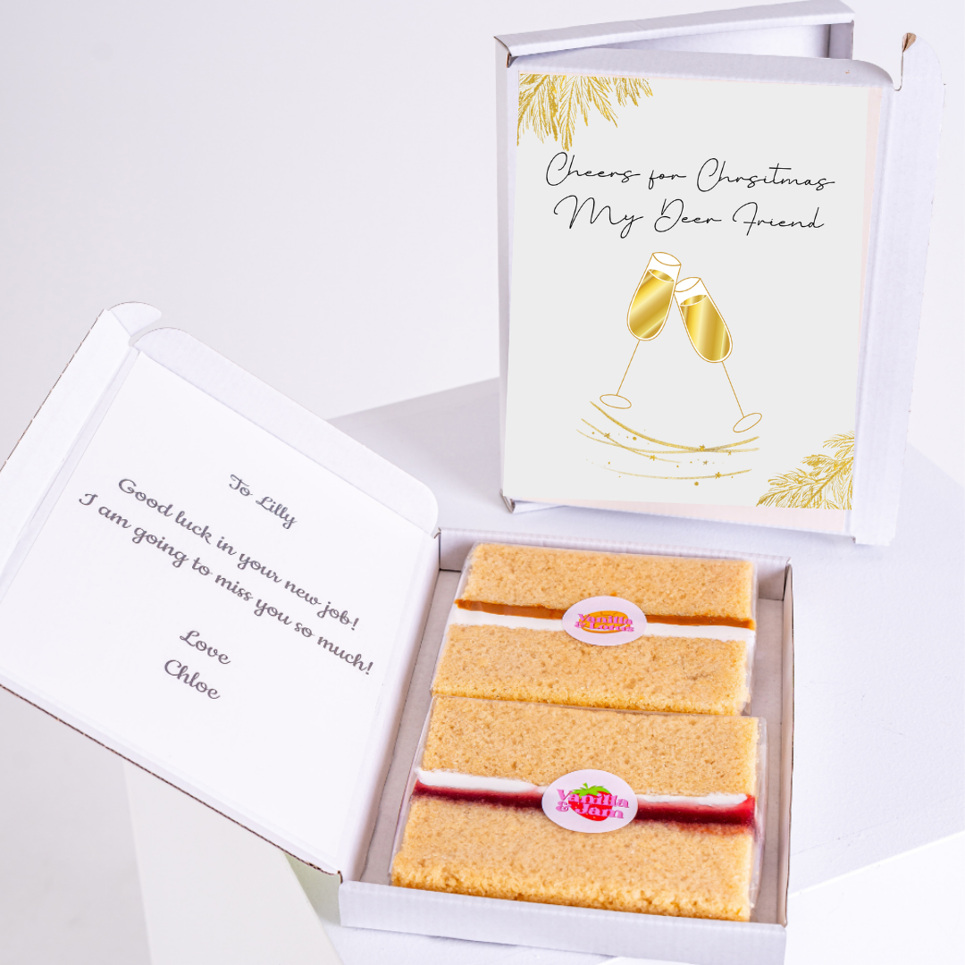 Christmas cake gift box for Lilly, design from 2024.