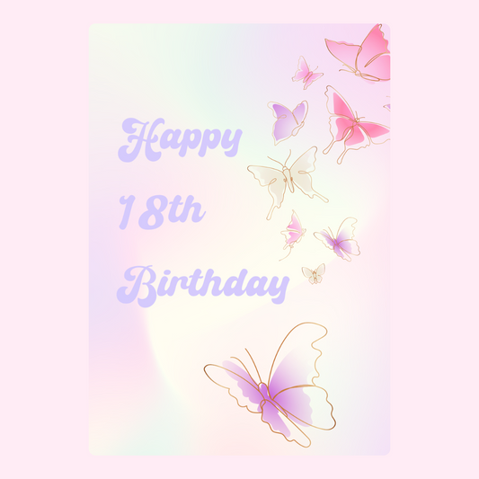 18th Birthday card design with butterflies