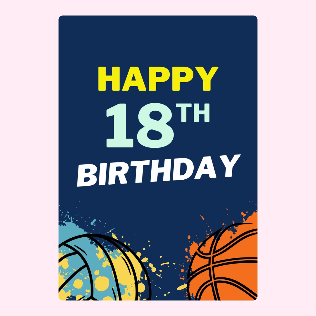 Happy 18th Birthday design with basketballs, December 7, 2024