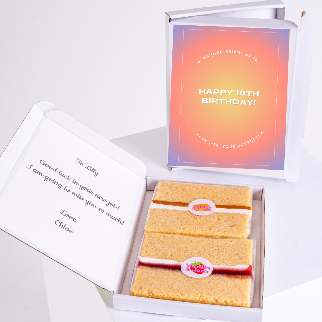 18th birthday cake gift box for Lilly, with card and note.