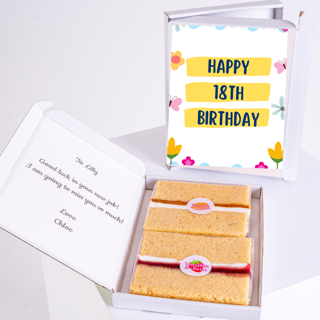 Happy 18th Birthday cake and card gift box, December 7th design