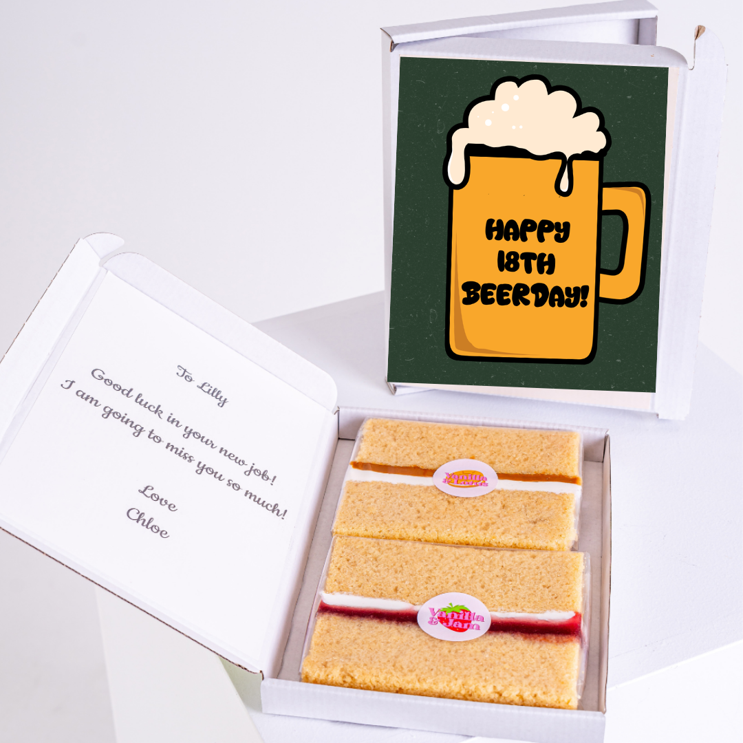 Happy 18th Beerday cake gift for Lilly, good luck in new job.