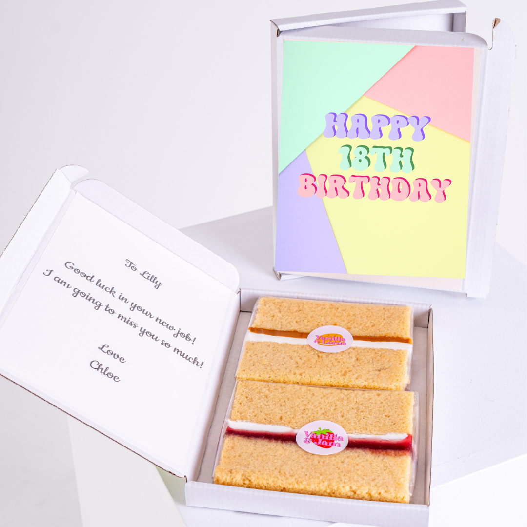 Birthday cake & card gift box, Happy 18th Birthday design