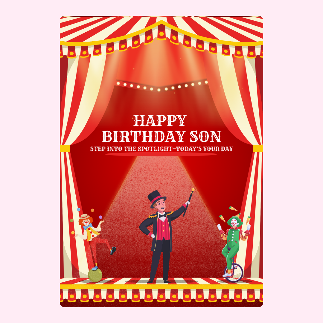 Happy Birthday Son circus card.
