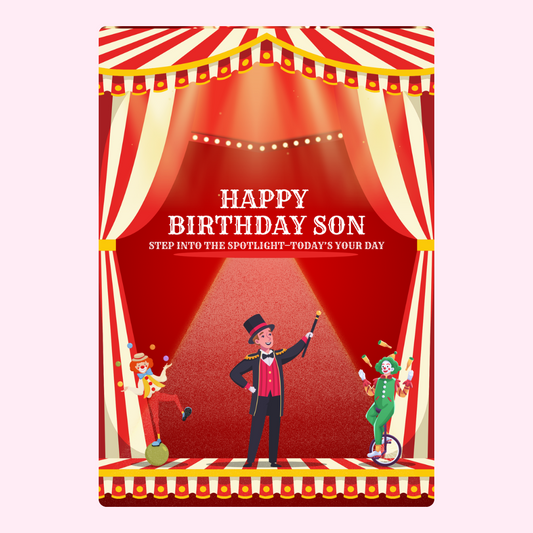 Happy Birthday Son circus card.