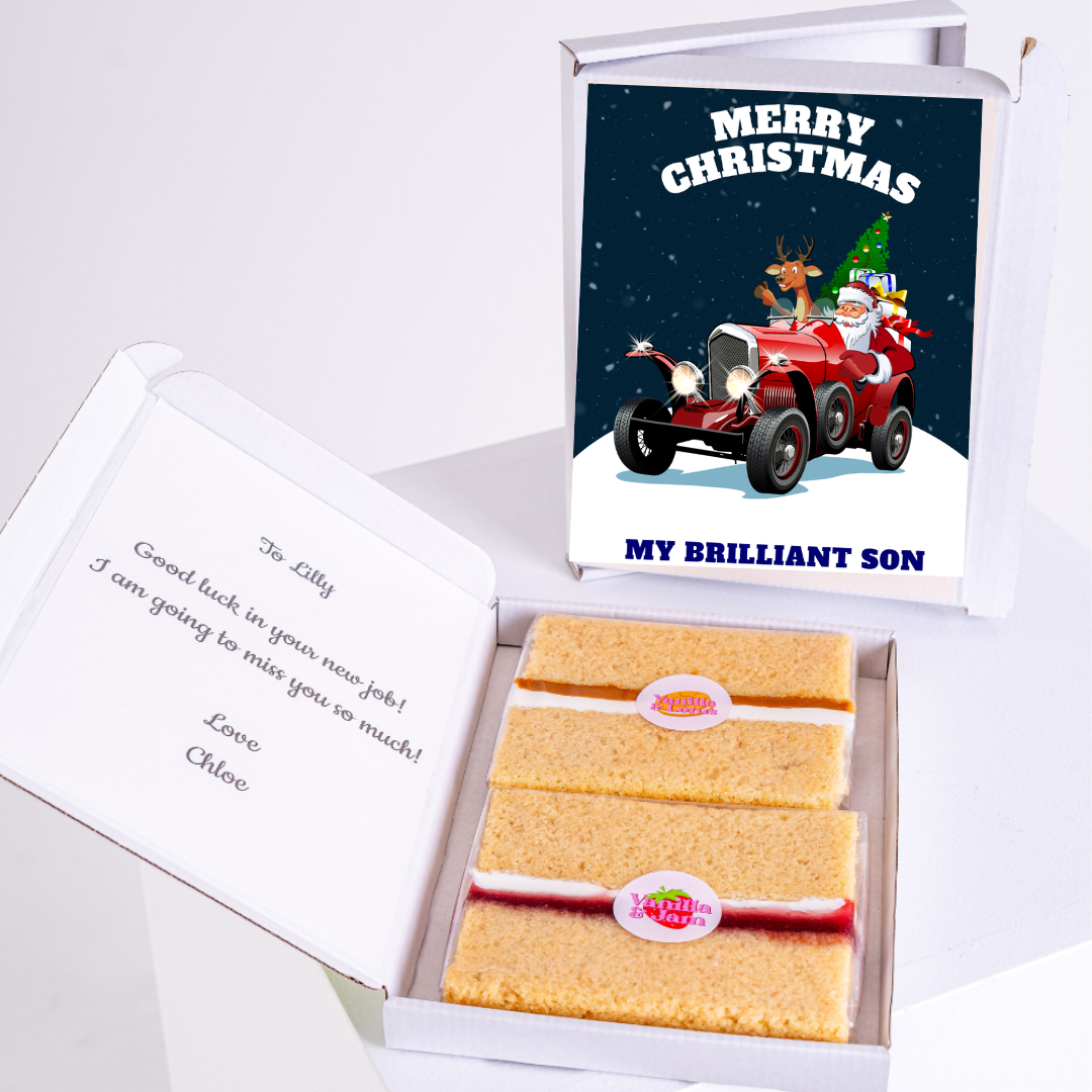 Christmas cake gift box for son, Merry Christmas design.