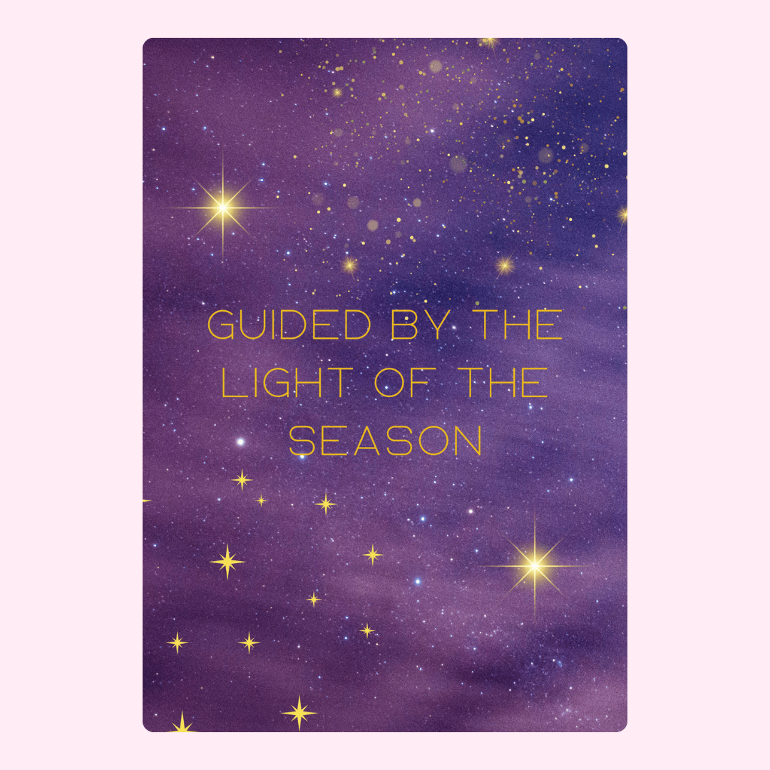 Guided by the light of the season on starry background.