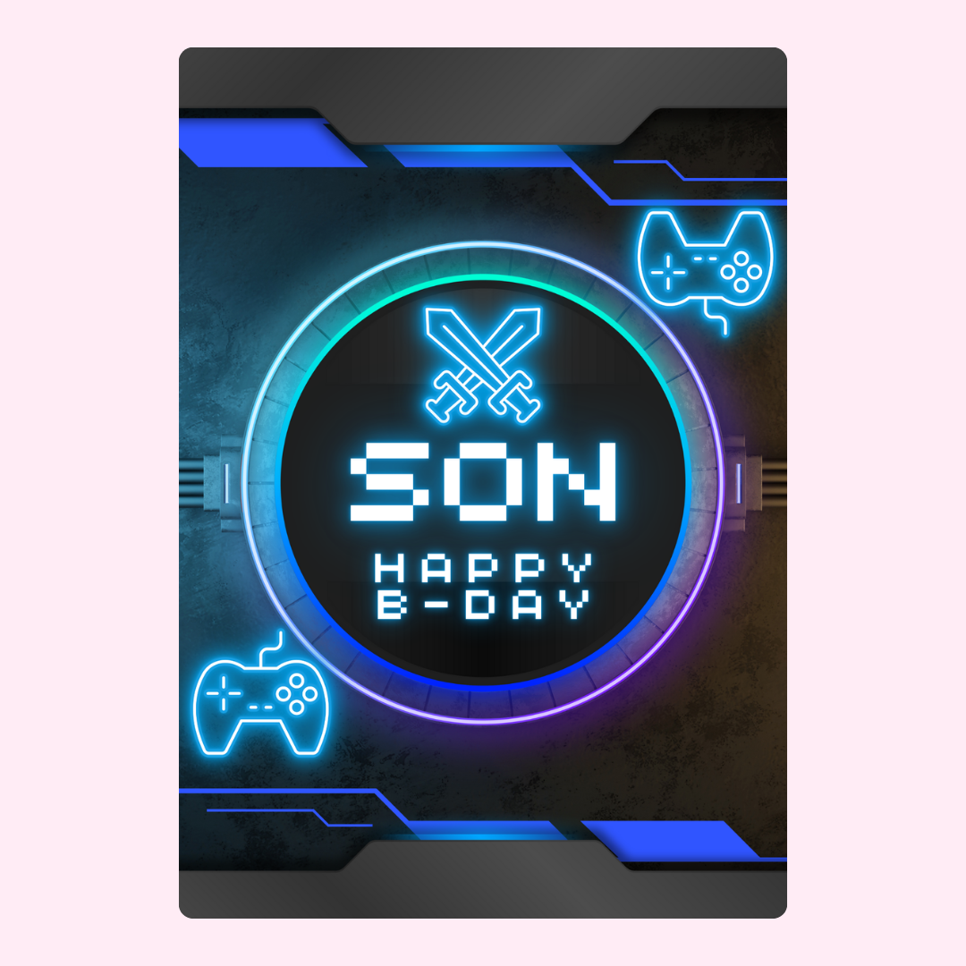 Son's Happy Birthday gamer card design