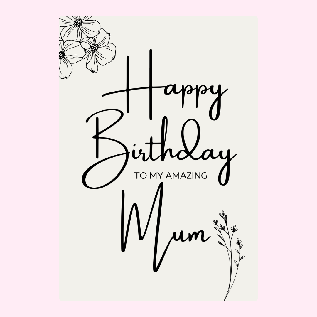 Happy Birthday Mum card with floral design
