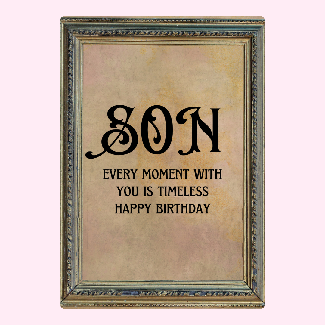 Birthday message for son in framed design
