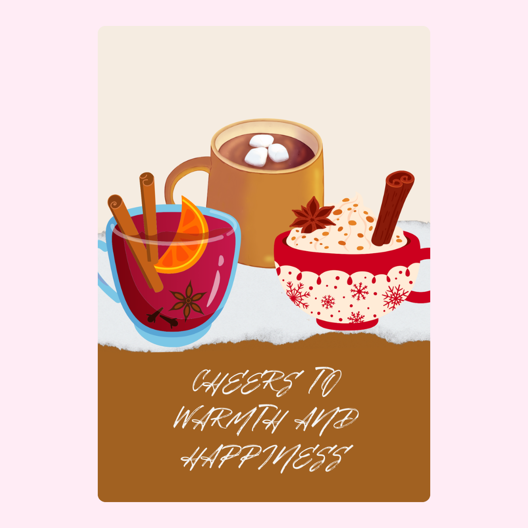 Holiday drinks with cheers message
