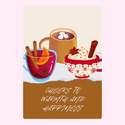 Holiday drinks with cheers message
