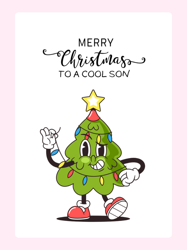 Christmas card for a cool son with animated tree