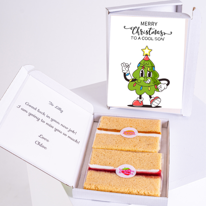 Christmas card and cake gift box To a Cool Son and Good Luck