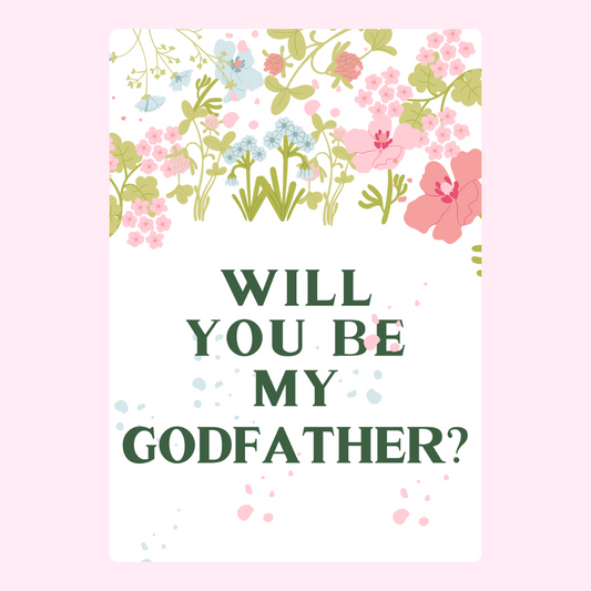 Godfather proposal card with floral design