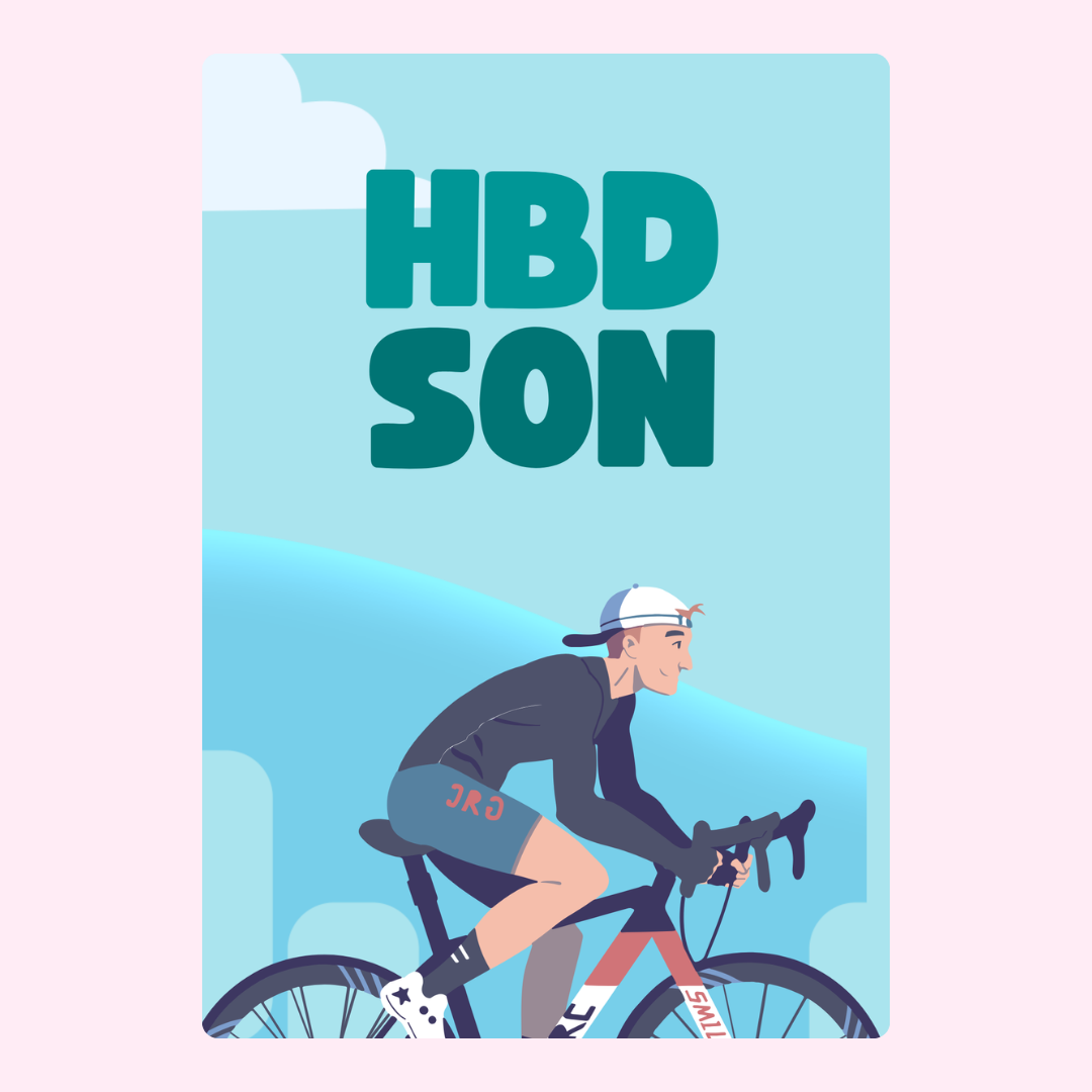HBD Son birthday card with cyclist