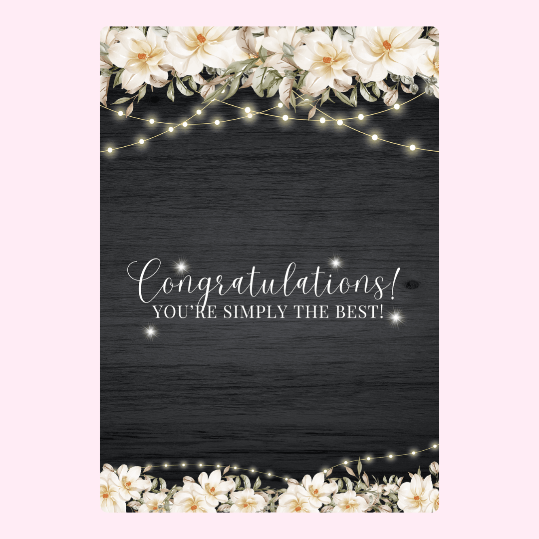 Congratulations card with flowers and lights