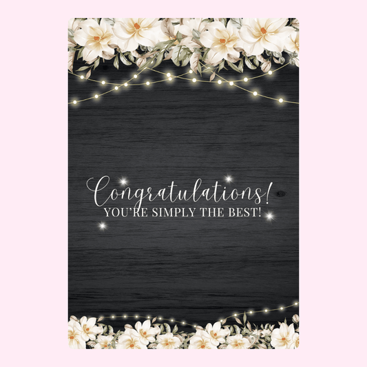 Congratulations card with flowers and lights