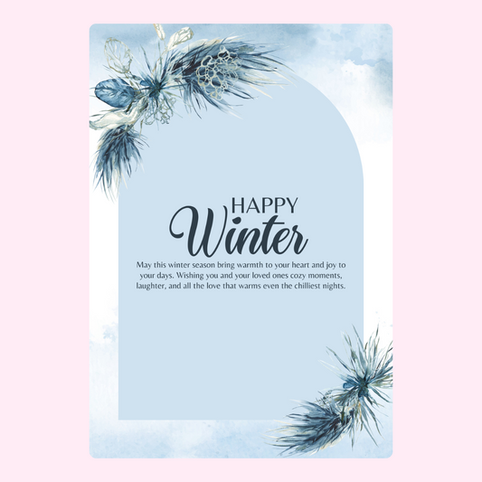 Happy Winter greeting card with floral design