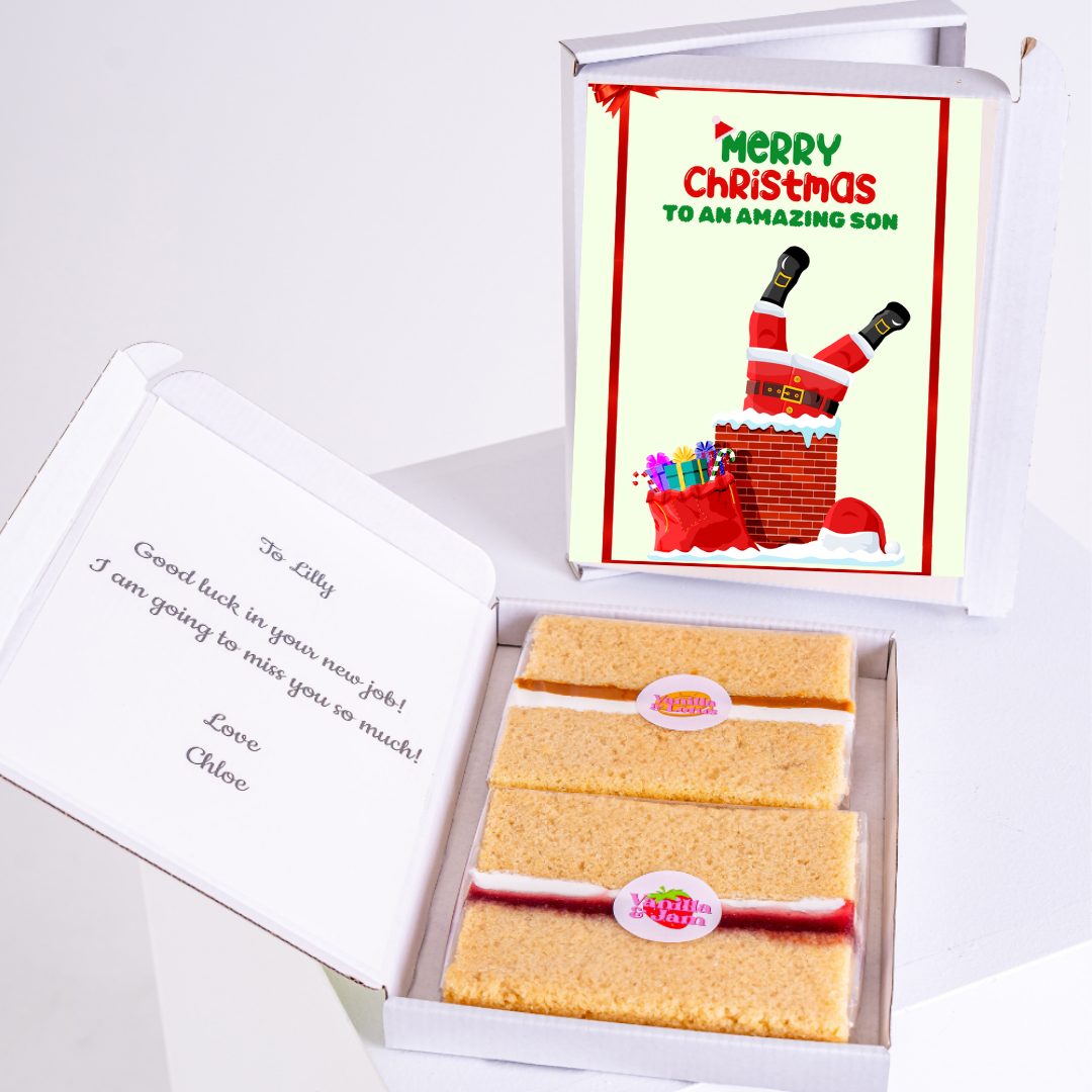 Christmas gift box with cake and card for Lilly, with a Merry Christmas...