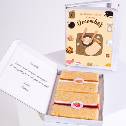 December cake box with Whisking You a Joyful December design