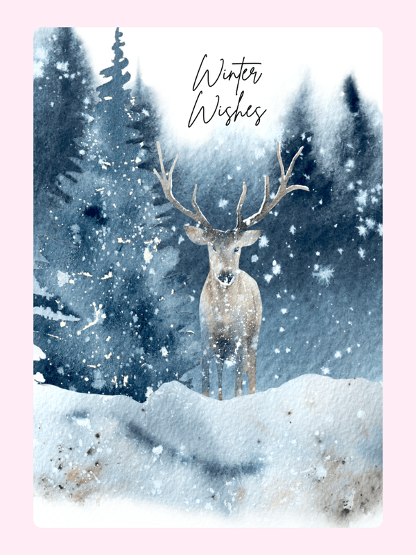 Deer In Snowy Forest Winter Wishes Cake Card, just because