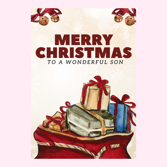 Merry Christmas to a wonderful son with gifts.