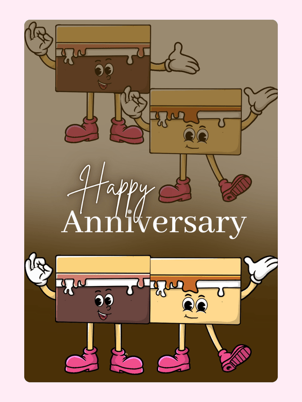 Cartoon Desserts Anniversary Cake Card