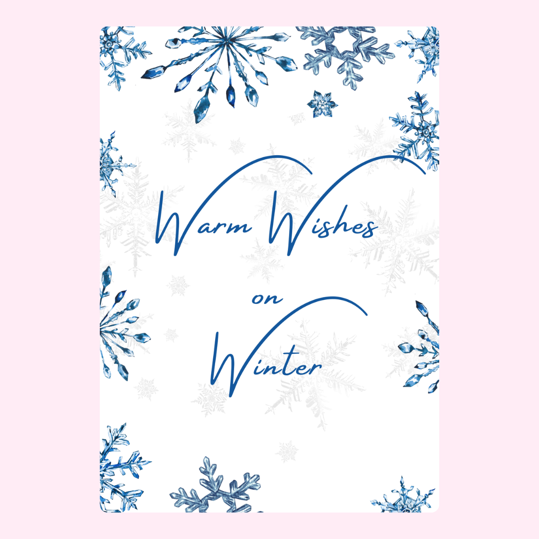 Winter card with snowflakes, Warm Wishes design.