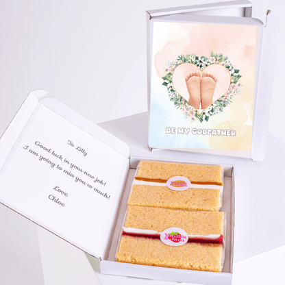 Cake gift set for Lilly with Be My Godfather card