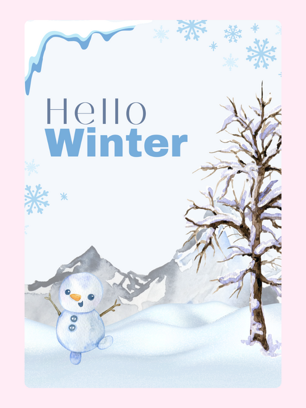 Snowman And Mountains Hello Winter Cake Card, just because