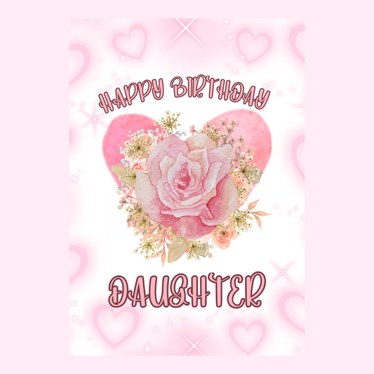 Happy Birthday Daughter card with floral heart design