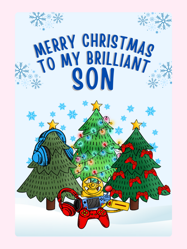 Christmas card for son with gaming theme