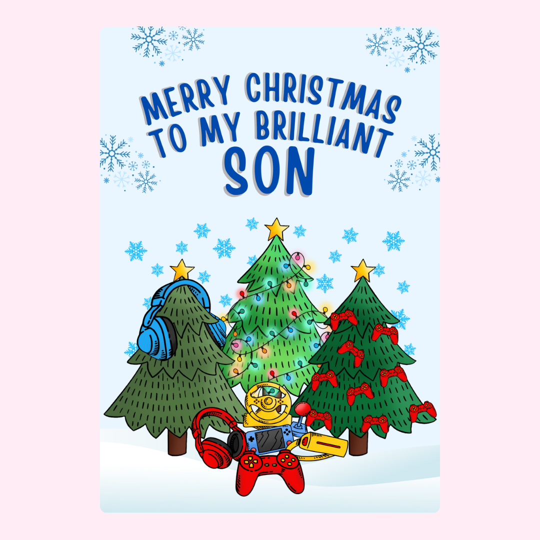Christmas card for son with gaming theme