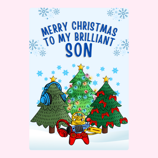 Christmas card for son with gaming theme