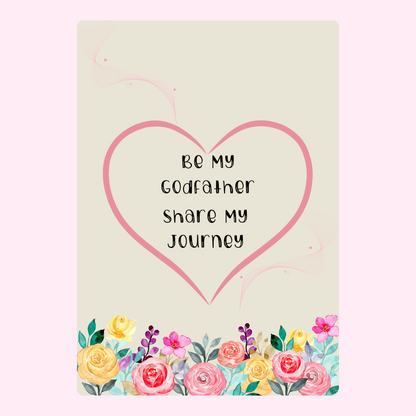 Godfather request card with floral design