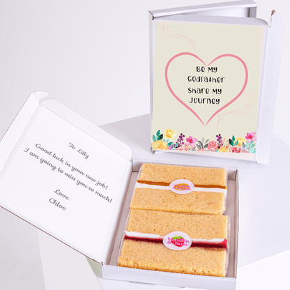 Godfather proposal gift box with card and cake, Be my Godfather