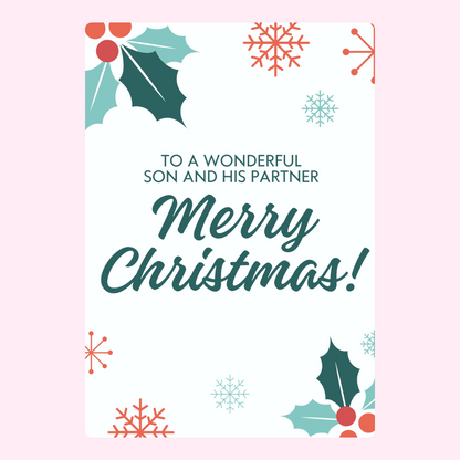 Christmas card for son and partner, design 59