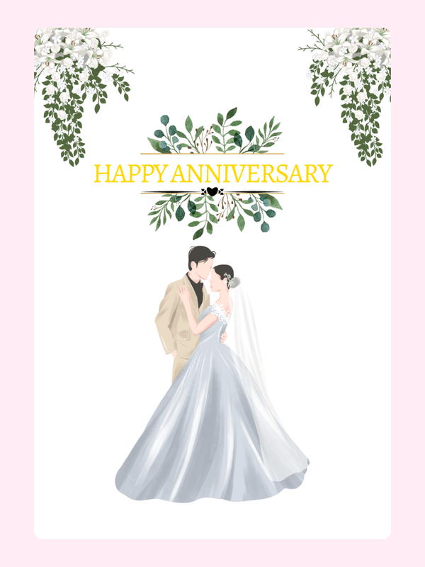Floral Couple Anniversary Cake Card