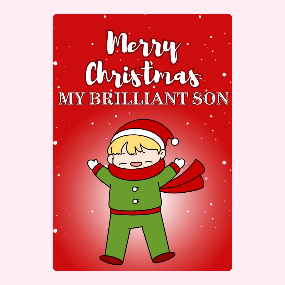 Christmas card for son with Merry Christmas message.