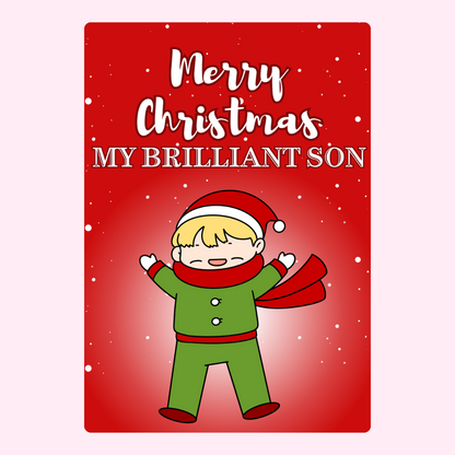 Christmas card for son with Merry Christmas message.