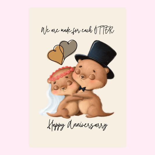 Anniversary card with otters and Happy Anniversary message.