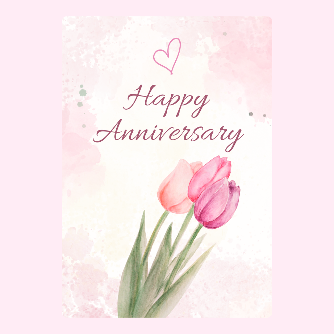 Happy Anniversary card with tulips, design 68.