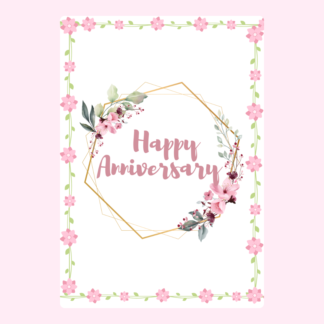 Happy Anniversary card with floral design