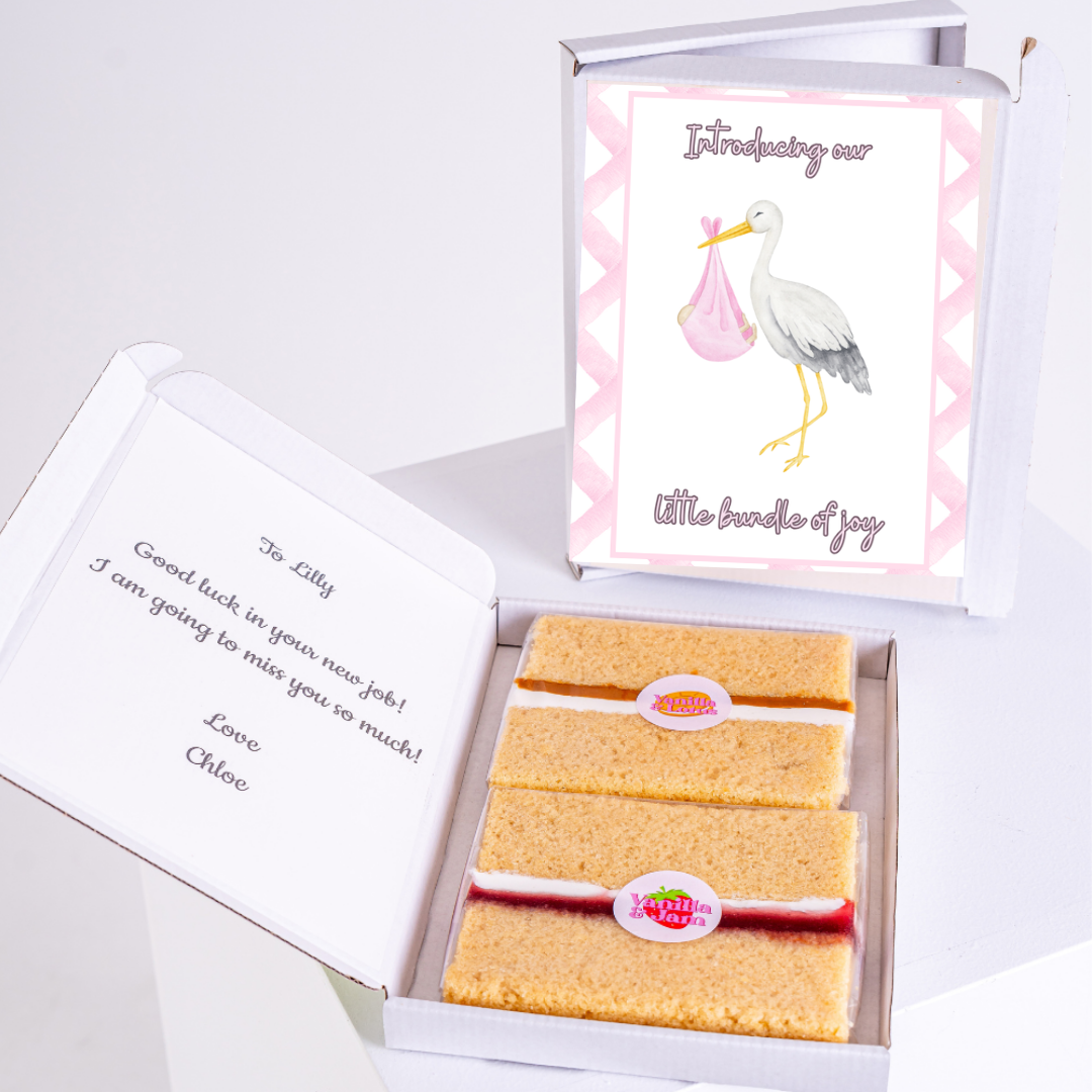 New job celebration cake with Introducing our little bundle of joy card.