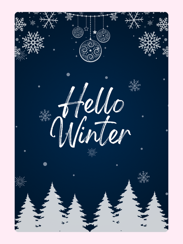 Snowflakes And Trees Hello Winter Cake Card, just because