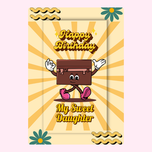 Happy Birthday card for daughter with chocolate character