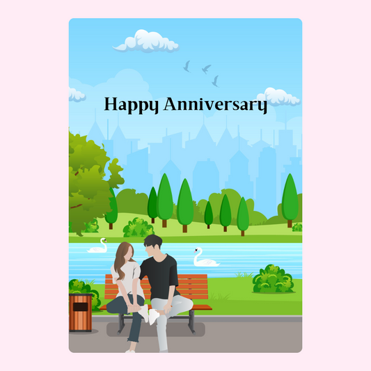 Happy Anniversary card with couple in park