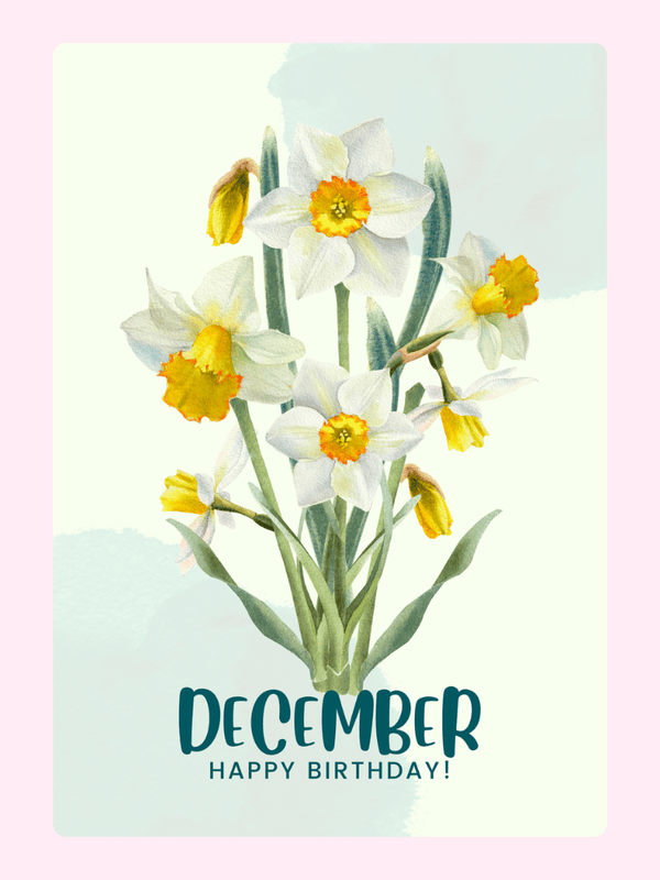 December Happy Birthday Cake Card